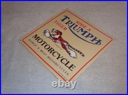 Vintage Triumph T110 Motorcycle Dealer Tiger 10 Porcelain Metal Gasoline? Sign