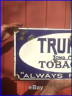 Vintage Trump Trumps Long Cut Tobacco Porcelain Metal Sign