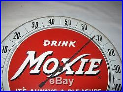 Vintage USA Moxie Soda Art Advertising Thermometer Sign Non Porcelain Metal Beer