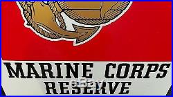 Vintage US Marine Corps Reserve Recruitment Double Sided Heavy Metal Sign 40x30