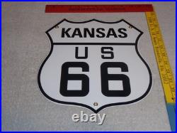 Vintage U. S. Route 66 Kansas United States 11 3/4 Porcelain Metal Gas Oil Sign