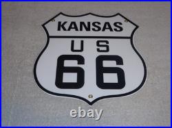 Vintage U. S. Route 66 Kansas United States 11 3/4 Porcelain Metal Gas Oil Sign