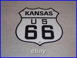 Vintage U. S. Route 66 Kansas United States 11 3/4 Porcelain Metal Gas Oil Sign