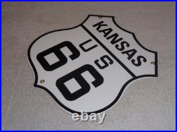 Vintage U. S. Route 66 Kansas United States 11 3/4 Porcelain Metal Gas Oil Sign