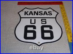 Vintage U. S. Route 66 Kansas United States 11 3/4 Porcelain Metal Gas Oil Sign
