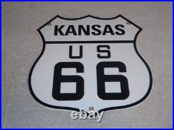Vintage U. S. Route 66 Kansas United States 11 3/4 Porcelain Metal Gas Oil Sign