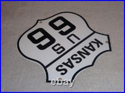 Vintage U. S. Route 66 Kansas United States 11 3/4 Porcelain Metal Gas Oil Sign