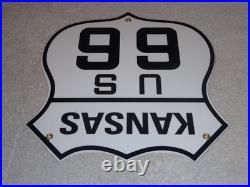Vintage U. S. Route 66 Kansas United States 11 3/4 Porcelain Metal Gas Oil Sign
