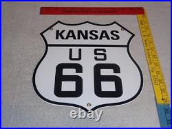 Vintage U. S. Route 66 Kansas United States 11 3/4 Porcelain Metal Gas Oil Sign