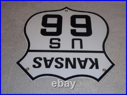 Vintage U. S. Route 66 Kansas United States 11 3/4 Porcelain Metal Gas Oil Sign