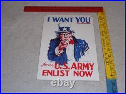 Vintage Uncle Sam I Want You For The U. S. Army Porcelain Metal Gasoline Oil Sign