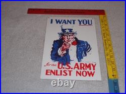 Vintage Uncle Sam I Want You For The U. S. Army Porcelain Metal Gasoline Oil Sign