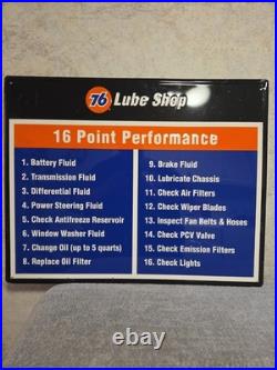 Vintage Union 76 Lube Shop 16 Point Performance Metal Service Sign 29.5x23.5