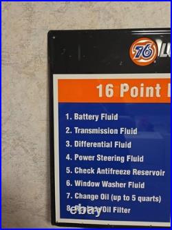 Vintage Union 76 Lube Shop 16 Point Performance Metal Service Sign 29.5x23.5