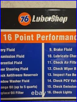Vintage Union 76 Lube Shop 16 Point Performance Metal Service Sign 29.5x23.5