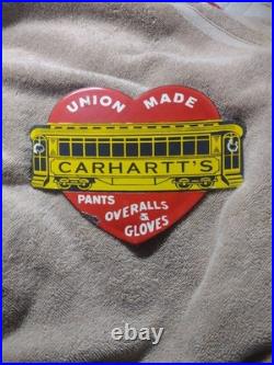 Vintage Union Made Carhartt's Advertising Porcelain Metal Sign