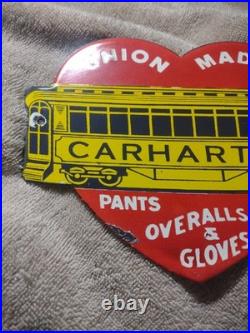 Vintage Union Made Carhartt's Advertising Porcelain Metal Sign