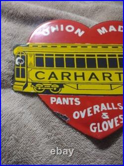 Vintage Union Made Carhartt's Advertising Porcelain Metal Sign