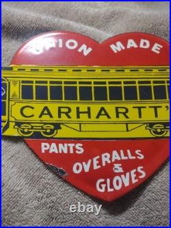 Vintage Union Made Carhartt's Advertising Porcelain Metal Sign