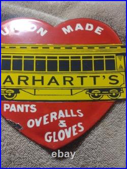 Vintage Union Made Carhartt's Advertising Porcelain Metal Sign