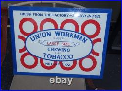 Vintage Union Workman Large Size Chewing Tobacco 23.5 X 17 Metal Smoking Sign
