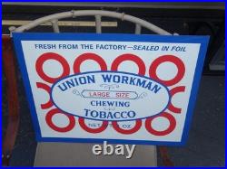 Vintage Union Workman Large Size Chewing Tobacco 23.5 X 17 Metal Smoking Sign
