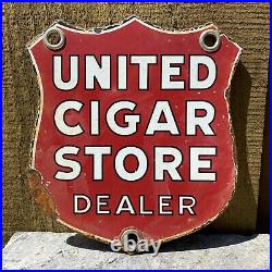 Vintage United Cigar Store Porcelain Metal Sign Dealer Tobacciana Gas Station