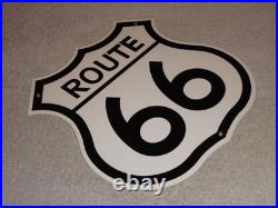 Vintage United States Route 66 U. S. 11 3/4 Porcelain Metal Gasoline & Oil Sign