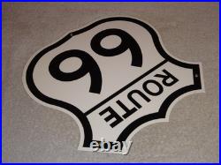 Vintage United States Route 66 U. S. 11 3/4 Porcelain Metal Gasoline & Oil Sign