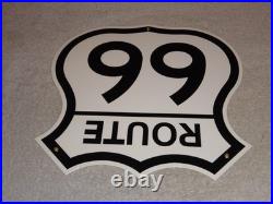 Vintage United States Route 66 U. S. 11 3/4 Porcelain Metal Gasoline & Oil Sign