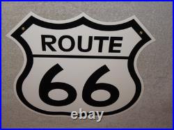 Vintage United States Route 66 U. S. 11 3/4 Porcelain Metal Gasoline & Oil Sign