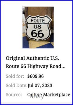 Vintage United States Route 66 U. S. 11 3/4 Porcelain Metal Gasoline & Oil Sign