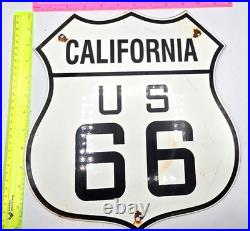 Vintage Us Route 66 California Porcelain Metal Highway Sign Gas Oil Road Shield
