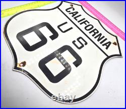 Vintage Us Route 66 California Porcelain Metal Highway Sign Gas Oil Road Shield