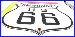 Vintage Us Route 66 California Porcelain Metal Highway Sign Gas Oil Road Shield
