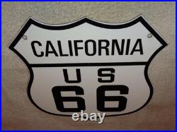 Vintage Us Route 66 California U. S. 11 3/4 Porcelain Metal Gasoline Oil Ca Sign