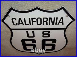 Vintage Us Route 66 California U. S. 11 3/4 Porcelain Metal Gasoline Oil Ca Sign