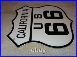 Vintage Us Route 66 California U. S. 11 3/4 Porcelain Metal Gasoline Oil Ca Sign