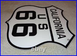 Vintage Us Route 66 California U. S. 11 3/4 Porcelain Metal Gasoline Oil Ca Sign