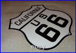 Vintage Us Route 66 California U. S. 11 3/4 Porcelain Metal Gasoline Oil Ca Sign