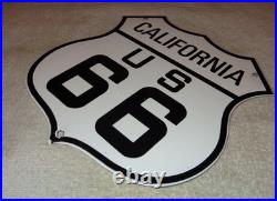 Vintage Us Route 66 California U. S. 11 3/4 Porcelain Metal Gasoline Oil Ca Sign