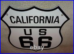 Vintage Us Route 66 California U. S. 11 3/4 Porcelain Metal Gasoline Oil Ca Sign