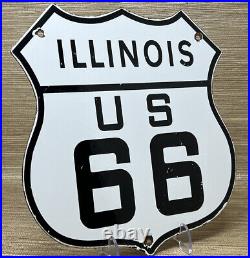 Vintage Us Route 66 Illinois IL Porcelain Metal Highway Sign Gas Oil Road Shield