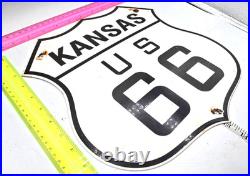 Vintage Us Route 66 Kansas Porcelain Metal Highway Sign Gas Oil Road Shield Vintage Us Route 66 Kansas Porcelain Metal Highway Sign Gas Oil Road Shield