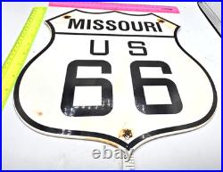 Vintage Us Route 66 Missouri Az Porcelain Metal Highway Sign Gas Oil Road Shield