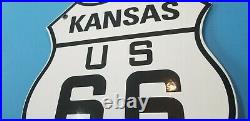 Vintage Us Route 66 Porcelain Metal Gas Highway USA Kansas Road Shield Sign