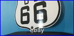 Vintage Us Route 66 Porcelain Metal Gas Highway USA Kansas Road Shield Sign