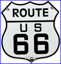 Vintage Us Route 66 Porcelain Metal Highway Sign Gas Oil Road Shield Americana