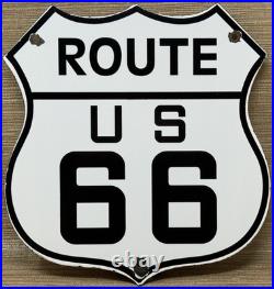 Vintage Us Route 66 Porcelain Metal Highway Sign Gas Oil Road Shield Americana