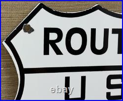 Vintage Us Route 66 Porcelain Metal Highway Sign Gas Oil Road Shield Americana
